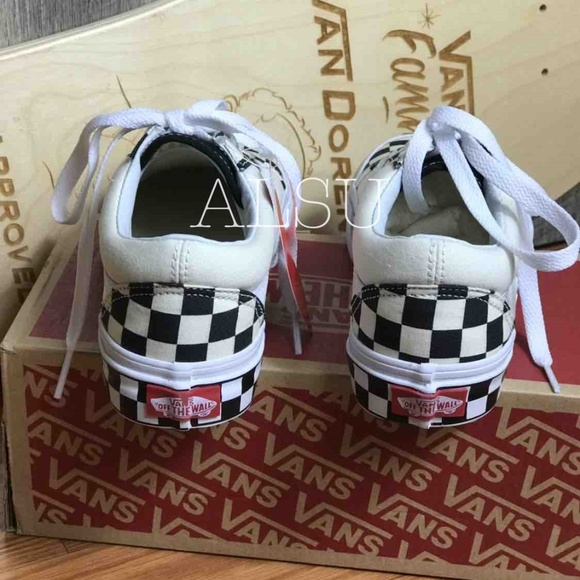 VANS OLD Skool Checker Sidewall White Black Kid’s - Picture 4 of 8